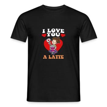 Je t’aime un Latte Coffee Cappuicino - T-shirt homme - noir - Devant - AI Model Male 178 light (178cm)