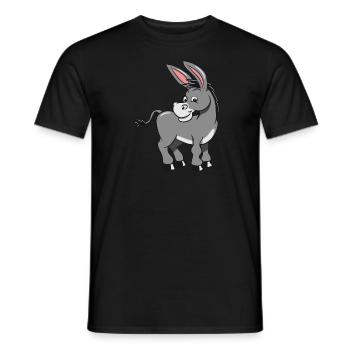 donkey funny laugh animal muli funny nature baby kin - Men's T-Shirt - black - Front - AI Model Male 178 light (178cm)