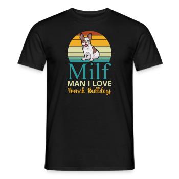 Man I Love French Bulldogs Dog Frenchie Retro - Men's T-Shirt - black - Front - AI Model Male 178 light (178cm)
