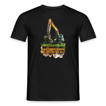 Excavator Excavator Operator Hero on Construction - Men's T-Shirt - black - Front - AI Model Male 178 light (178cm)