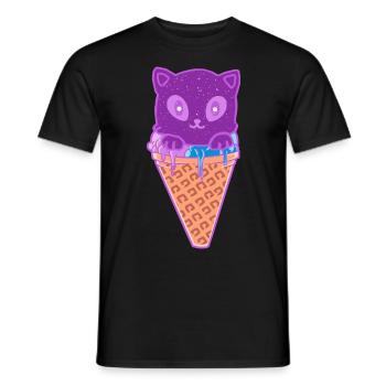 Crème glacée pour chat Crème glacée - T-shirt homme - noir - Devant - AI Model Male 178 light (178cm)