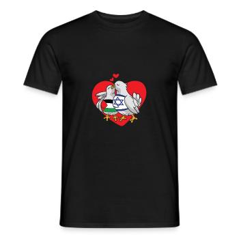 Israel Palästina Freundschaft Liebe Friedenstaube - Männer T-Shirt - Schwarz - Vorne - AI Model Male 178 light (178cm)