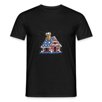 Amerikanisches Lebkuchenhaus USA Weihnachten - Männer T-Shirt - Schwarz - Vorne - AI Model Male 178 light (178cm)