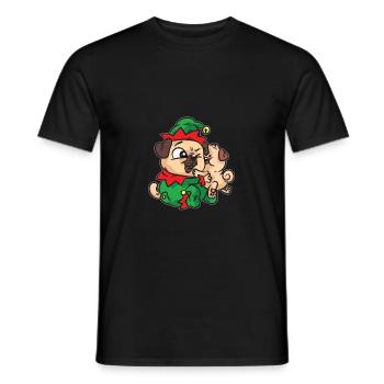 Elf Mops kuscheln Weihnachtskleid - Männer T-Shirt - Schwarz - Vorne - AI Model Male 178 light (178cm)