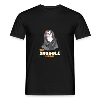 The Snuggle is a real cat in a blanket - Men's T-Shirt - black - Front - AI Model Male 178 light (178cm)