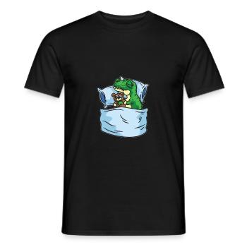 Schlafendes T-Rex Stofftier Sleepshirt - Männer T-Shirt - Schwarz - Vorne - AI Model Male 178 light (178cm)