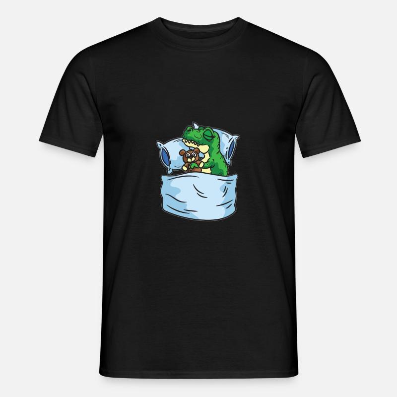Schlafendes T-Rex Stofftier Sleepshirt - Männer T-Shirt - Schwarz