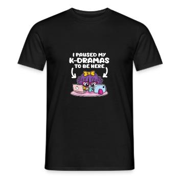 J’ai arrêté mes drames K en coréen ici - T-shirt homme - noir - Devant - AI Model Male 178 light (178cm)