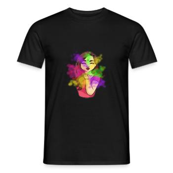Holi Festival Girl Indian Pakistani Mrs. Holi - Men's T-Shirt - black - Front - AI Model Male 178 light (178cm)