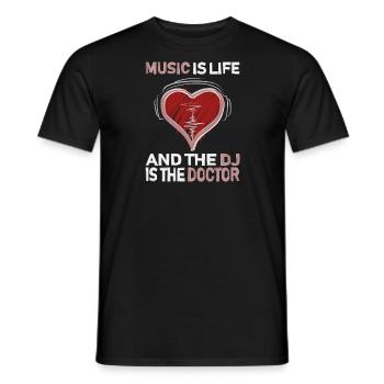 DJ - Music is Life - Men's T-Shirt - black - Front - AI Model Male 178 light (178cm)