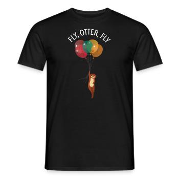 Fly, Otter, Fly | Cute Otter With Balloons - T-shirt homme - noir - Devant - AI Model Male 178 light (178cm)