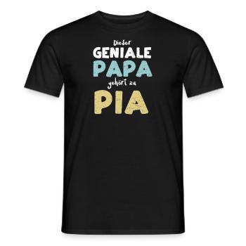 Dieser Geniale Papa Gehört Zu Pia - Männer T-Shirt - Schwarz - Vorne - AI Model Male 178 light (178cm)