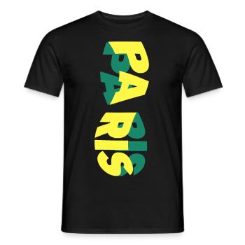 Paris France City Skyline Font Coloré - T-shirt homme - noir - Devant - AI Model Male 178 light (178cm)