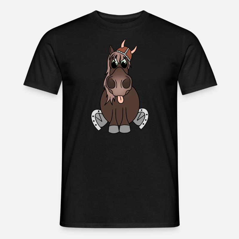 Vikings Comic Pony - Männer T-Shirt - Schwarz