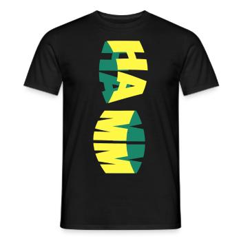 Hamm Deutschland Stadt Skyline Schrift Bunt - Männer T-Shirt - Schwarz - Vorne - AI Model Male 178 light (178cm)