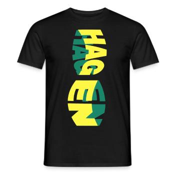 Hagen Germany City Skyline Font Colorful - Men's T-Shirt - black - Front - AI Model Male 178 light (178cm)