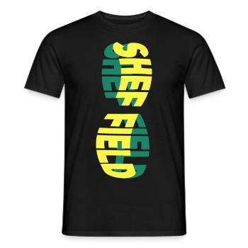 Sheffield England UK City Skyline Font Colorful - Men's T-Shirt - black - Front - AI Model Male 178 light (178cm)