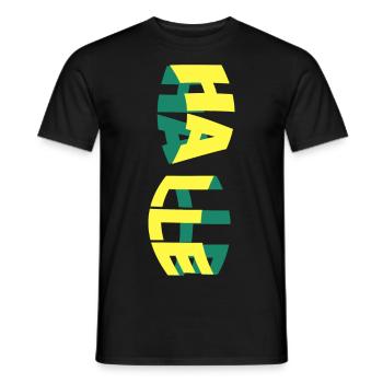Halle Saale Germany City Skyline Font Colorful - Men's T-Shirt - black - Front - AI Model Male 178 light (178cm)
