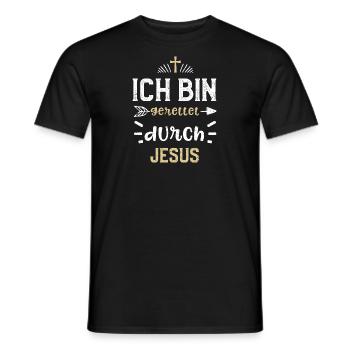 Ich bin gerettet durch Jesus - Männer T-Shirt - Schwarz - Vorne - AI Model Male 178 light (178cm)