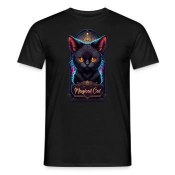Schwarze Katze und Magie - Männer T-Shirt - Schwarz - Vorne - AI Model Male 178 light (178cm)