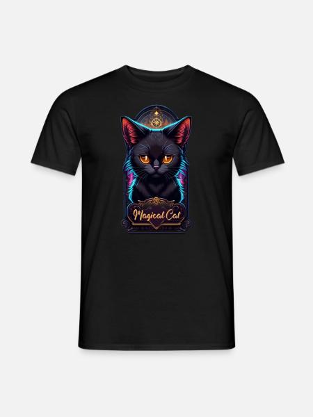 Black Cat and Magic - Men's T-Shirt - black