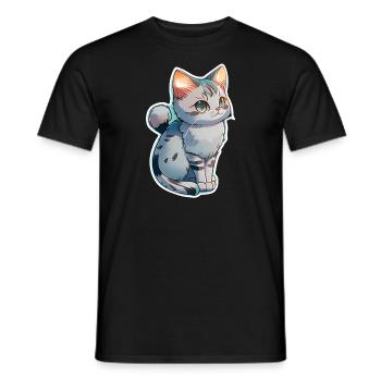 niedliches kleines graues Kätzchen - Männer T-Shirt - Schwarz - Vorne - AI Model Male 178 light (178cm)