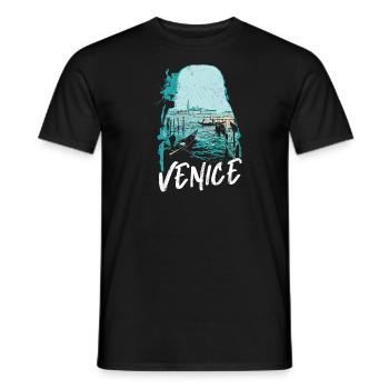 Venedig und seine Gondeln: Elegante Illustration - Männer T-Shirt - Schwarz - Vorne - AI Model Male 178 light (178cm)