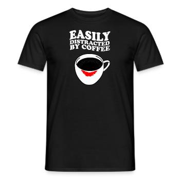Easily Distracted By Coffee Coffee Lipstick - Men's T-Shirt - black - Front - AI Model Male 178 light (178cm)