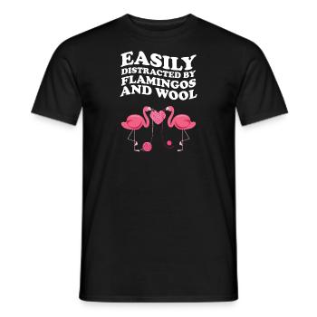 Easily Distracted By Flamingos And Wool Flamingo - Männer T-Shirt - Schwarz - Vorne - AI Model Male 178 light (178cm)