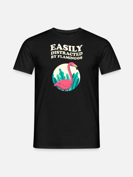 Easily Distracted By Flamingos Flamingo - Männer T-Shirt - Schwarz