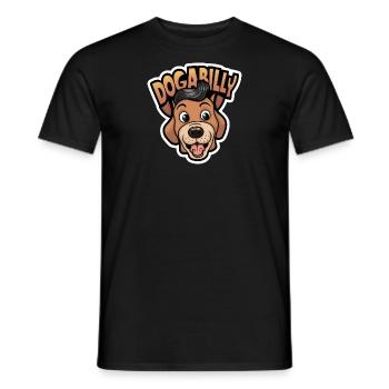 Cartoon Dog With a Dogabilly Haircut - Men's T-Shirt - black - Front - AI Model Male 178 light (178cm)