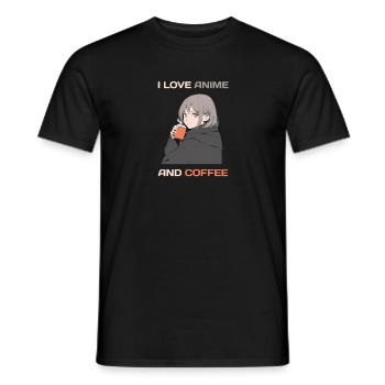 Ich liebe Anime und Kaffee - Manga Stil. - Männer T-Shirt - Schwarz - Vorne - AI Model Male 178 light (178cm)