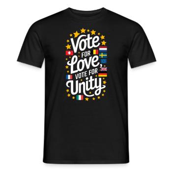 Vote for love Vote for Unity Eurovision 2025 - Men's T-Shirt - black - Front - AI Model Male 178 light (178cm)