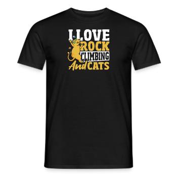 Kletterer Ich liebe Felsklettern und Katzen - Männer T-Shirt - Schwarz - Vorne - AI Model Male 178 light (178cm)