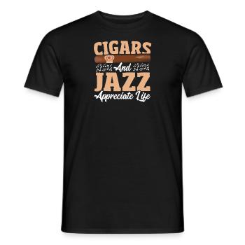 Cigars and jazz appreciate life - Men's T-Shirt - black - Front - AI Model Male 178 light (178cm)