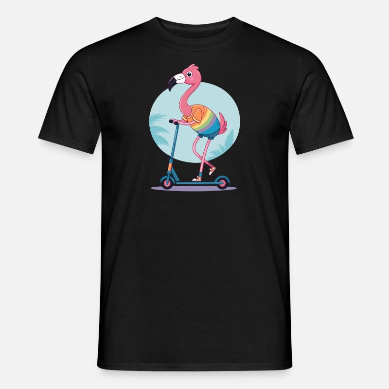 Flamingo auf einem E-Scooter - Männer T-Shirt - Schwarz