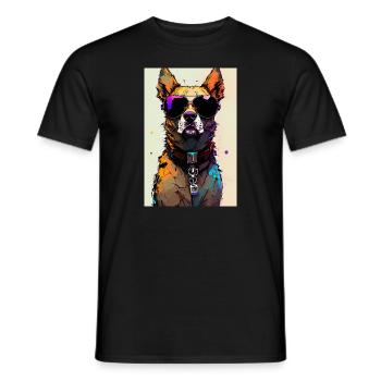 Inkpunk dog with sunglasses 2 - Men's T-Shirt - black - Front - AI Model Male 178 light (178cm)