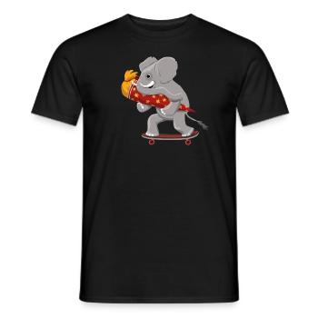 Eléphant avec planche à roulettes et cône d’école - T-shirt homme - noir - Devant - AI Model Male 178 light (178cm)