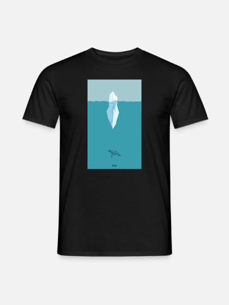 and whale in the ocean - Men's T-Shirt - black