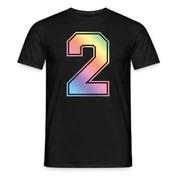 2 Number Colorful - Men's T-Shirt - black - Front - AI Model Male 178 light (178cm)