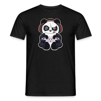 Panda With Gaming Controller I Funny Gaming I - Männer T-Shirt - Schwarz - Vorne - AI Model Male 178 light (178cm)