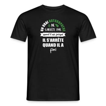 Un vrai naturopathe ne s'arrète pas t-shirt - T-shirt homme - noir - Devant - AI Model Male 178 light (178cm)