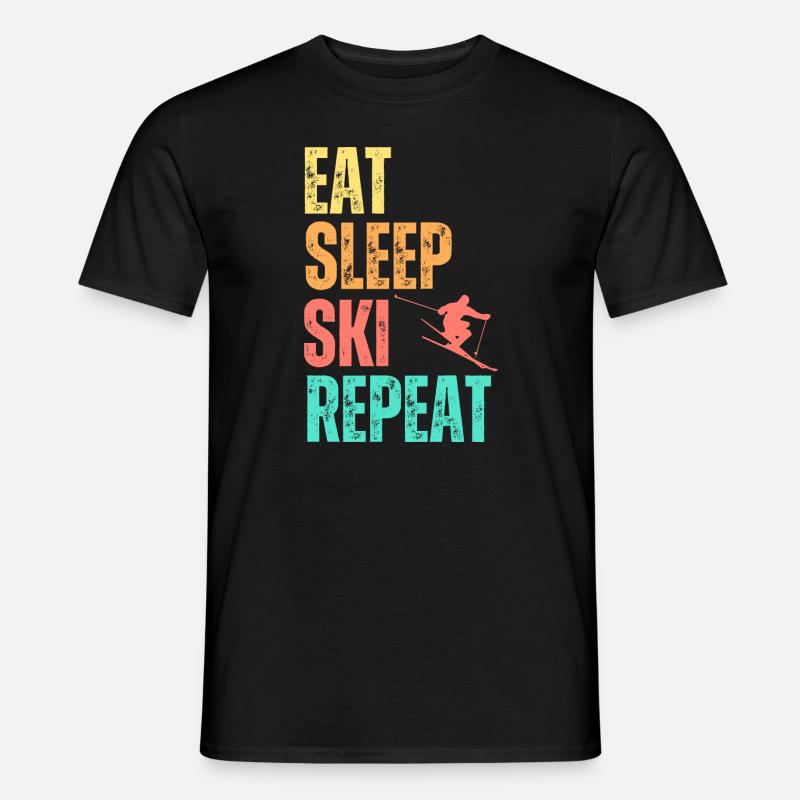 Eat Sleep Ski Repeat - Männer T-Shirt - Schwarz