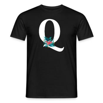 lettre Q fleuris - T-shirt homme - noir - Devant - AI Model Male 178 light (178cm)