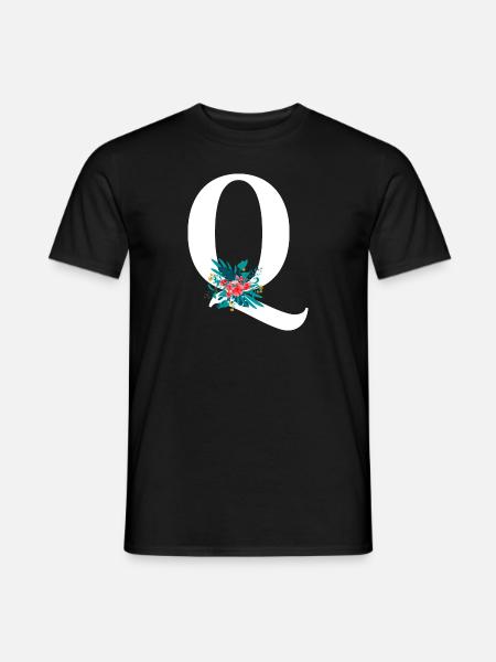 letter Q flowered - Men's T-Shirt - black