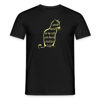 Working for cat - Men's T-Shirt - black - Front - AI Model Male 178 light (178cm)