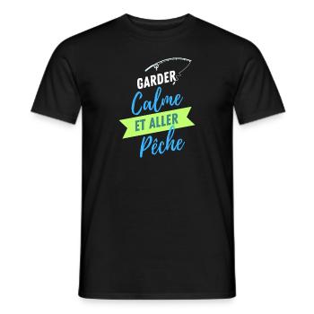 GARDEZ CALME ET ALLER PECHE - T-shirt homme - noir - Devant - AI Model Male 178 light (178cm)