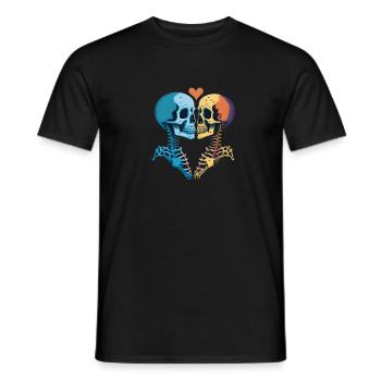 Kissing romantic skeletons - Men's T-Shirt - black - Front - AI Model Male 178 light (178cm)