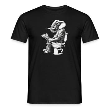 Lustiger Elefant auf WC – Kunstwerk in Schwarz-Wei - Männer T-Shirt - Schwarz - Vorne - AI Model Male 178 light (178cm)