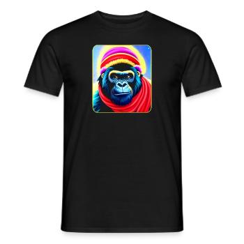 Cool gorilla with winter hat - Men's T-Shirt - black - Front - AI Model Male 178 light (178cm)